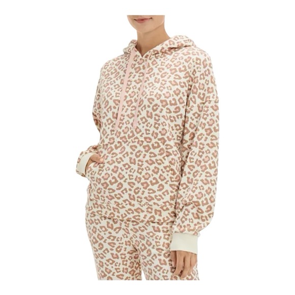 UGG Australia Tops - Ugg Women's Beige Kes Leopard Print Fleece Soft Hoodie Size Medium